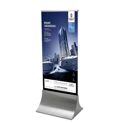 Sample house display center Double-sided vertical tempered glass stainless steel billboard Shopping mall stand publicity sign display rack base