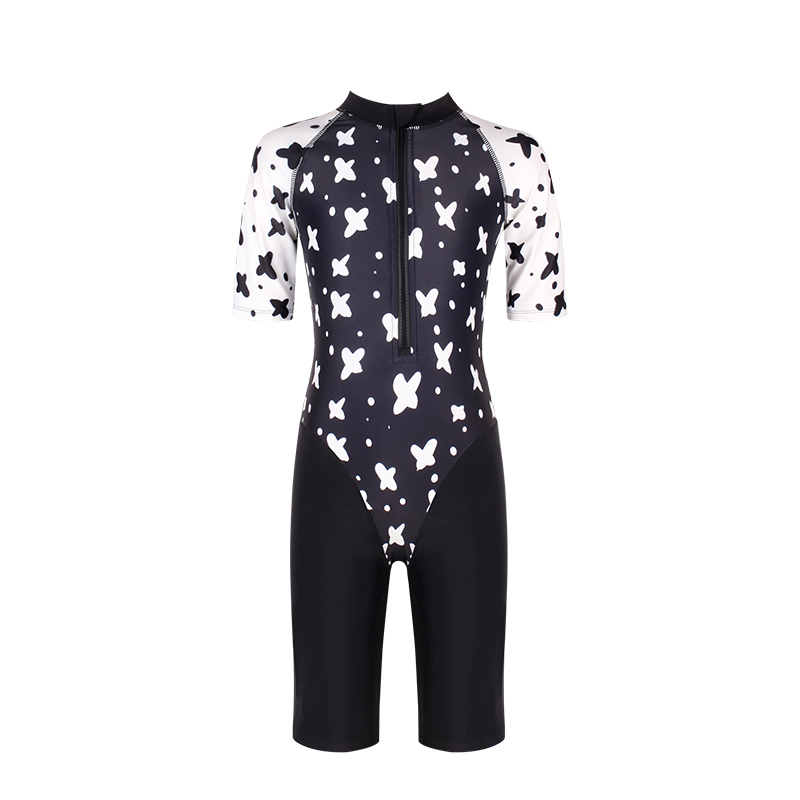 Kaidiron Half Sleeve Children's Swimwear Girls' Sunscreen Fashion Zipper Pants Big Children's Swimwear