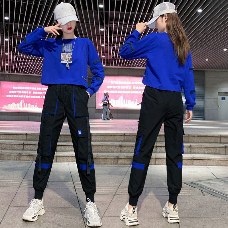 2022 spring new fashion Casual Drag Dancing Sportswear Hip Hop Workwear Pants Little Sub high two sets