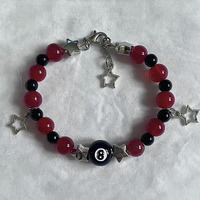Billiard 8Ball Charm Bracelet Grunge Jewelry