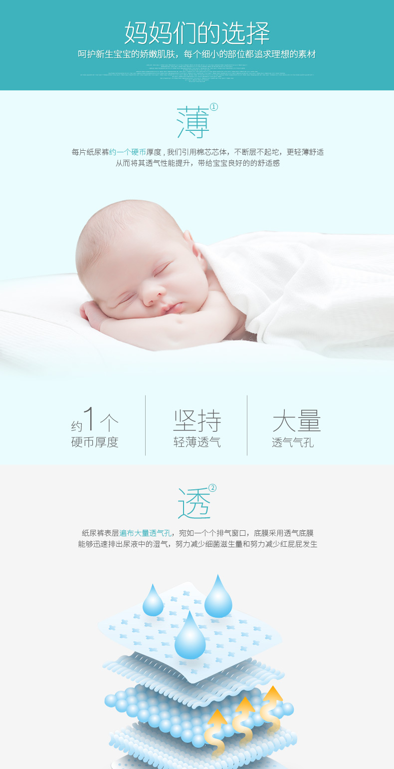 Tã giấy mỏng sáng tạo của Gill M64 tã trẻ sơ sinh nhẹ tã khô thoáng khí tã giấy - Tã / quần Lala / tã giấy bỉm bejoyie