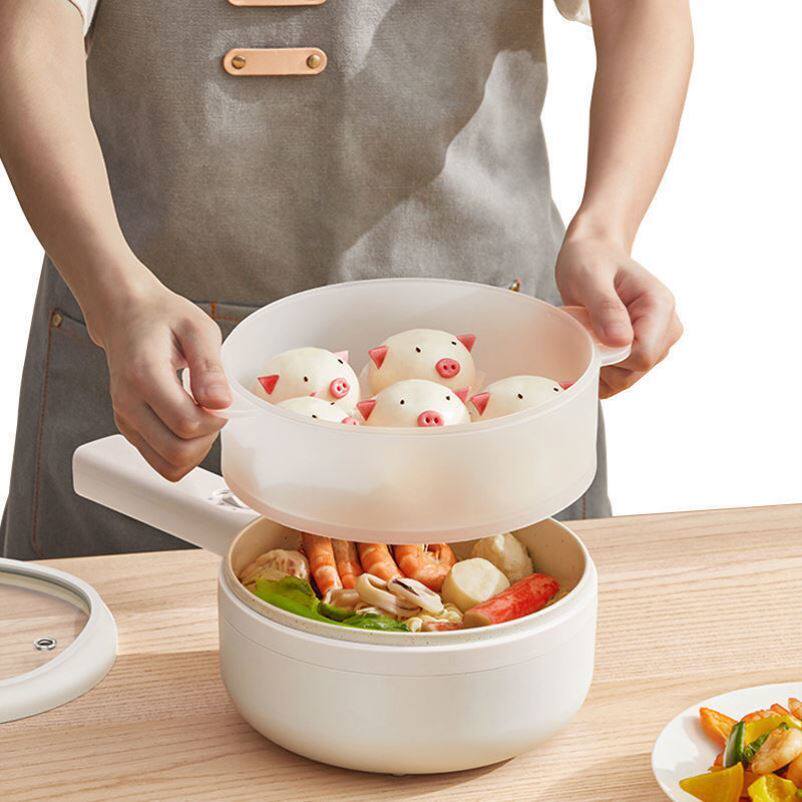 Baby Deputy food with steam cage Boiling Soup Stew students Small Milk Pan Electric Boiler Electric Heating Ceramic Glazed electric steamer Two people