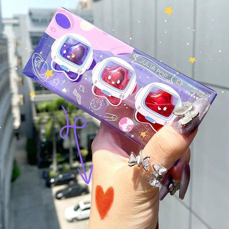 Rainbow candy candy mini lipstick small stick 2021 summer parity student set is suitable for plain white matte matte surface