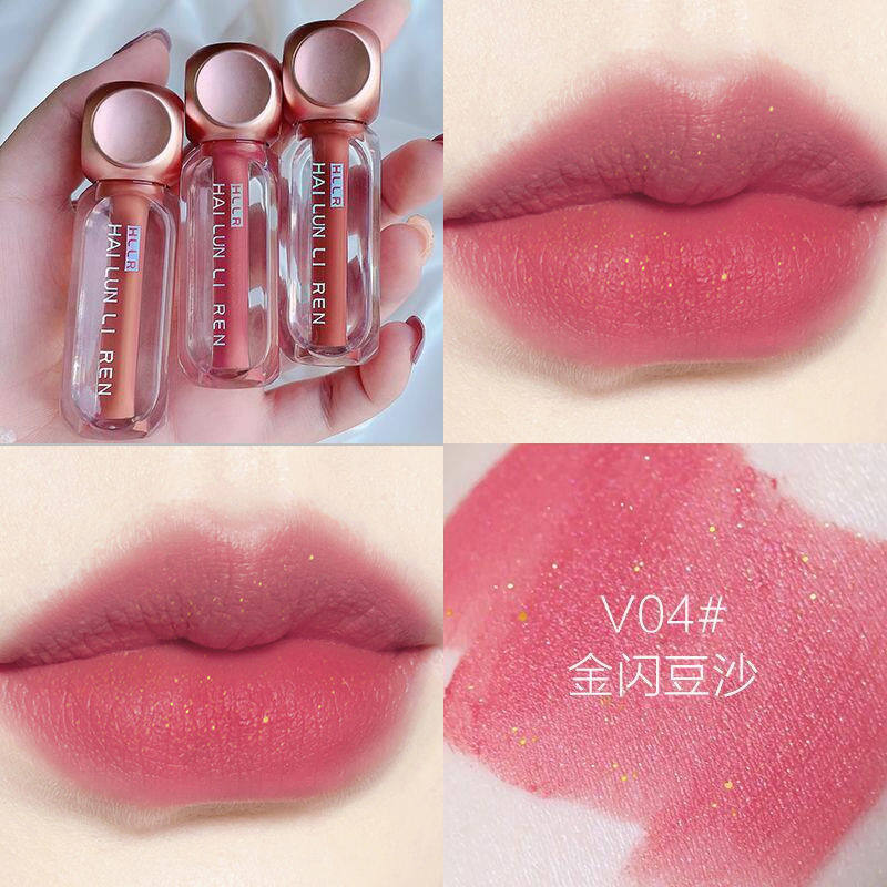 Mini-mouth red small branch lip mud Affordable Student Vegan White Lip Glazed Trial Bag Lip Balm with flash-matt fog surface