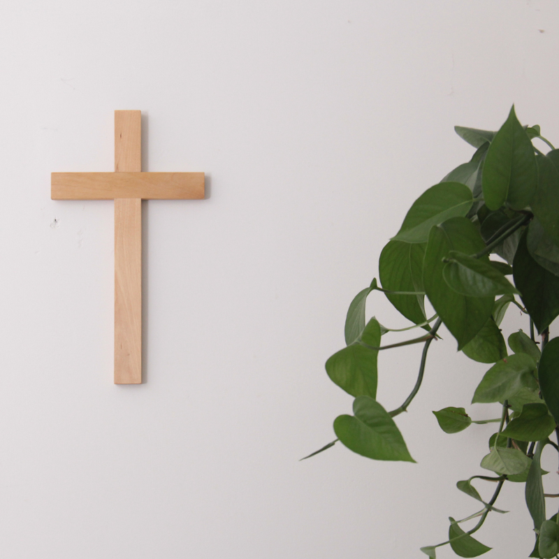 Home Bedroom Living Room Living Room 27cm Solid Wood Cross Wall Hung With Invisible Nail Craft Gift Hem