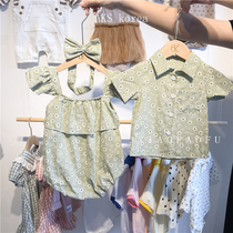 Dragon and pineapple brother-in-law dress baby clothes summer short sleeve thin section female baby crushed flower harater khae boy shirt handsome