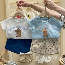 Summer male and female child baby short sleeve cartoon cute T-shirt baby foreign air casual thin jacket shorts suit tide