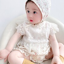 Female Baby Shatter Princess Khae Summer Short Sleeve Baby Foreign Air Bag Farting Cute Climbing Clothes 100-Day Full Moon Gown
