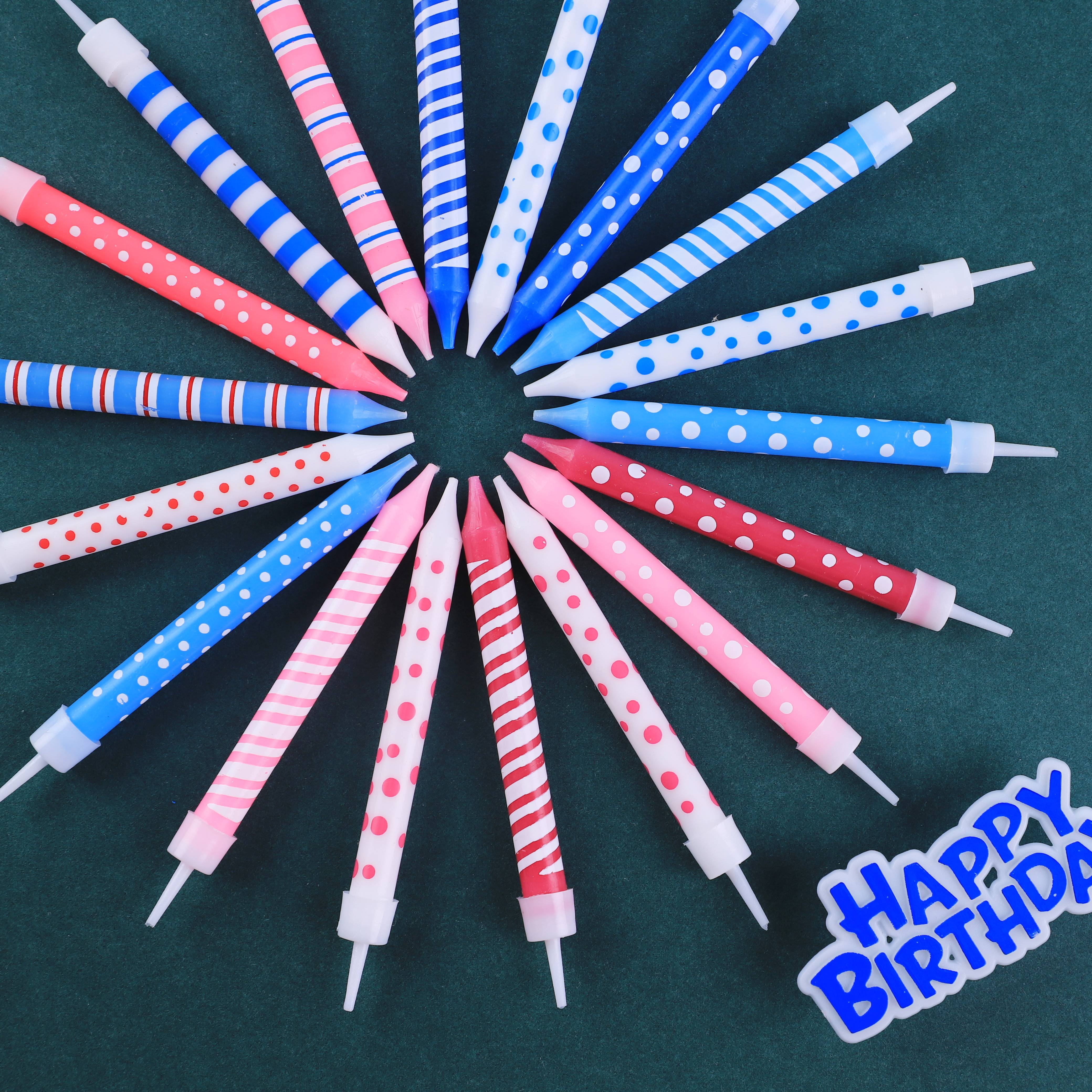 INS Korea diagonal stripe polo light candle birthday cake decorating candle party