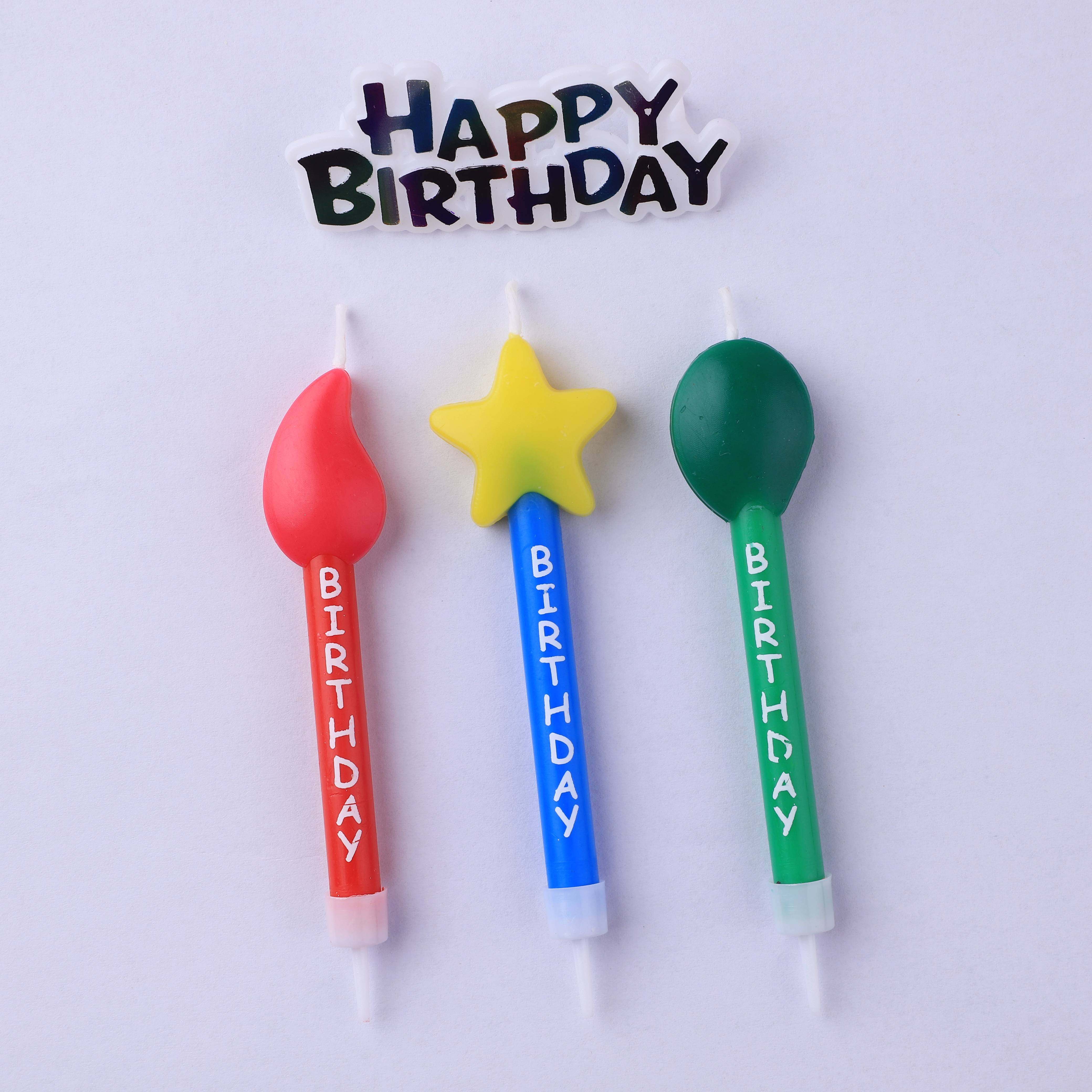 Korea INS Stars Balloon Flame Colorful Birthday Cake Candle Baking Party Decorated Candle Plugin-Taobao