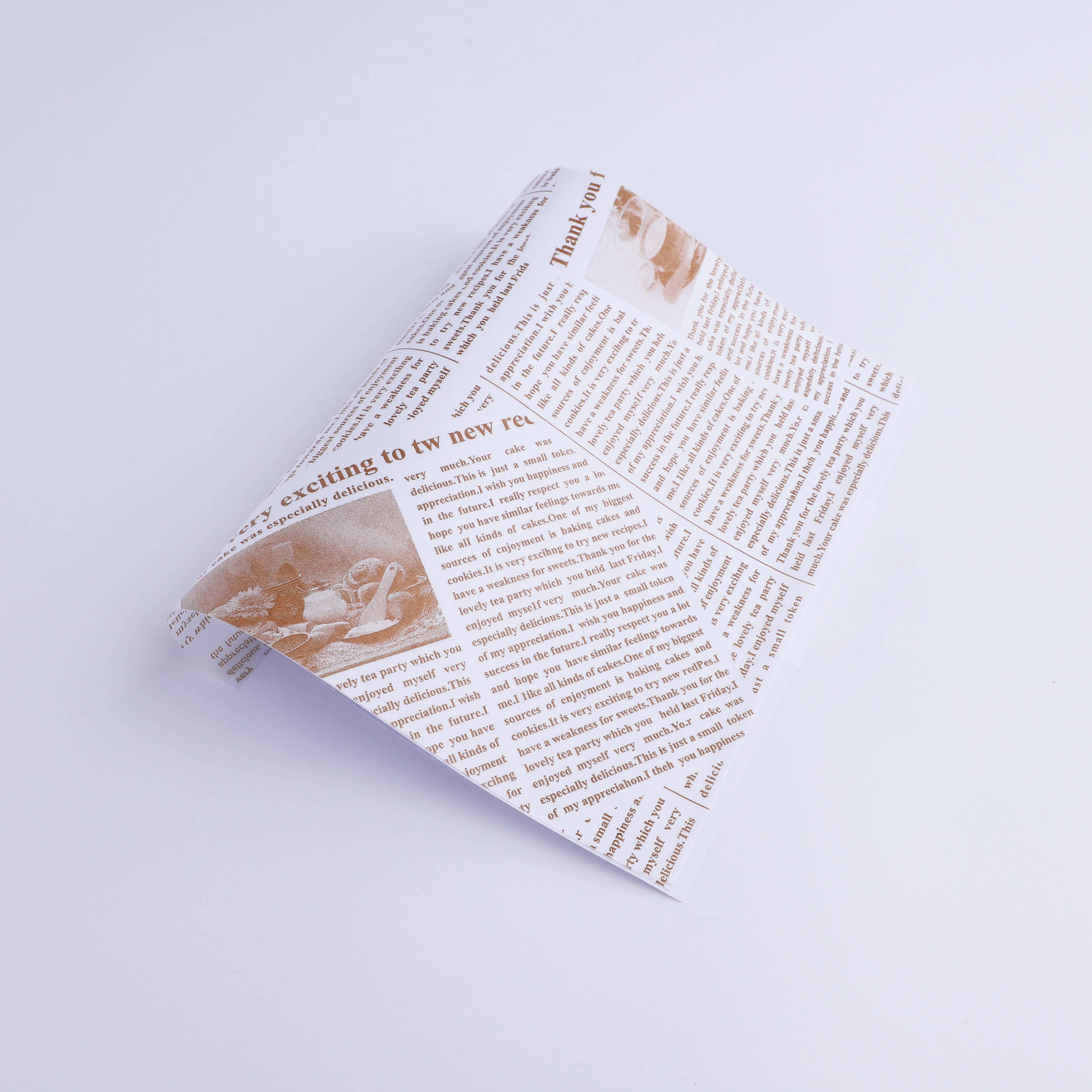 Oil-proof paper mat paper English newspaper disposable packaging cake bread bakery food oil paper 18 * 18CM