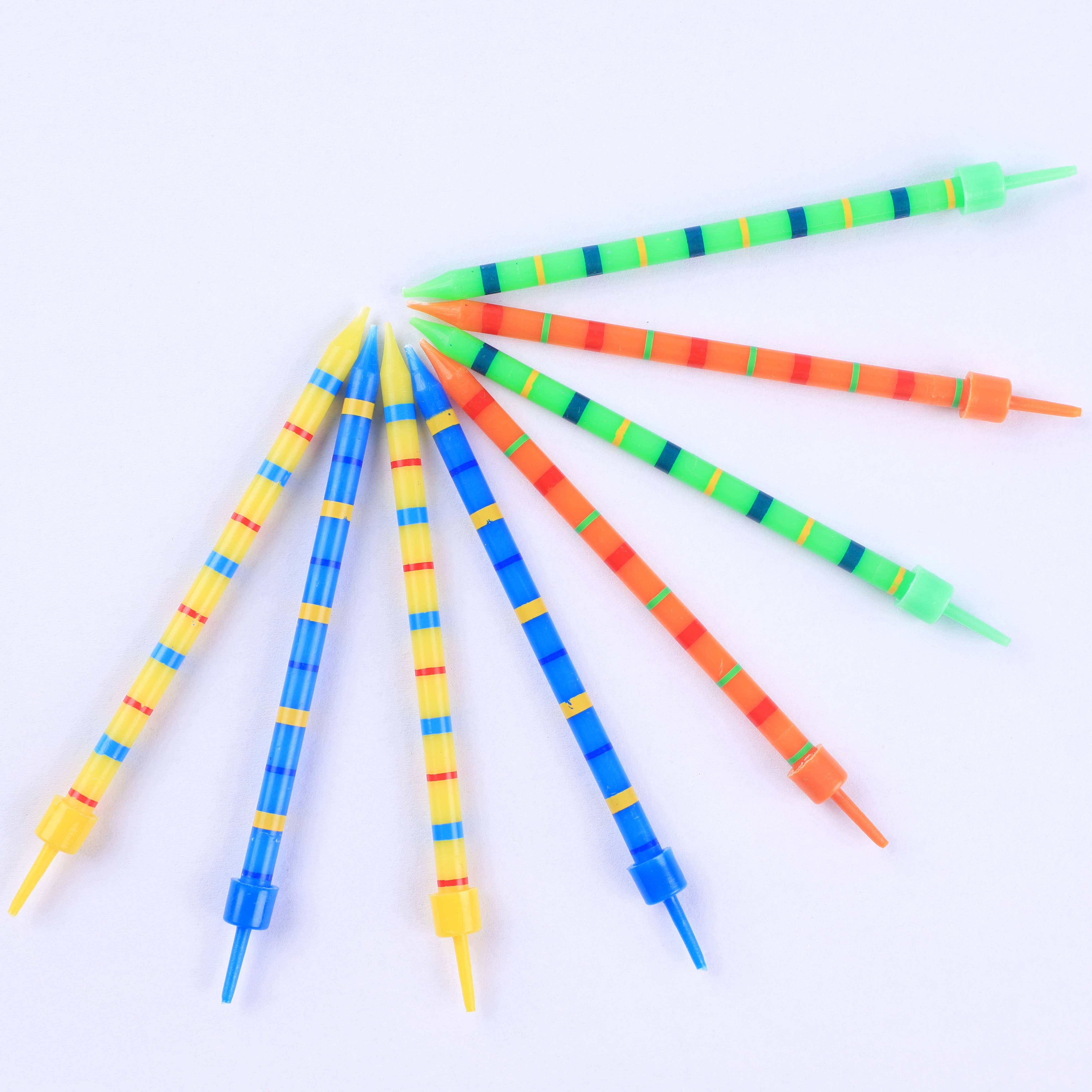 INS Korean Retro Stripe Candles Birthday Party Decoration Plug-in Candles