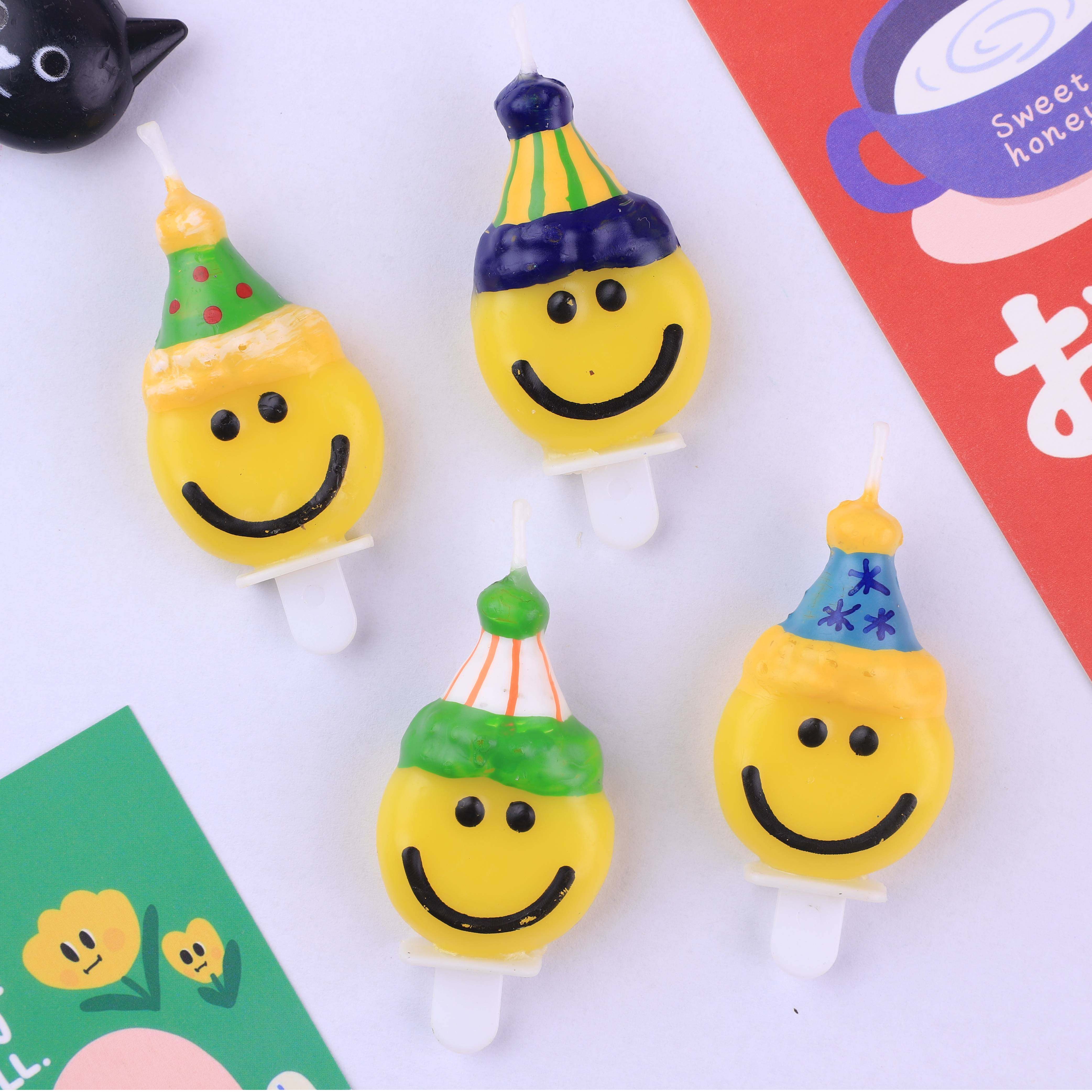 INS hat yellow smiley face candle cute cartoon creative baking decoration birthday cake candle