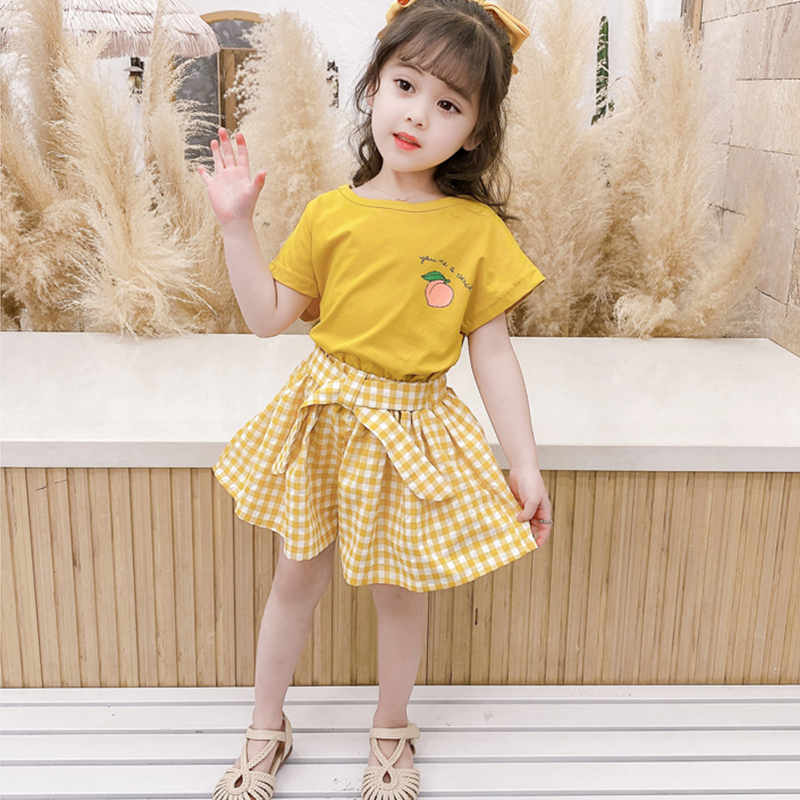 Tide Boy Dress Girl Foreign Pie Trendy Summer Thin short sleeves Pants Skirt Suit Han Edition Cartoon Cute Baby Two Sets