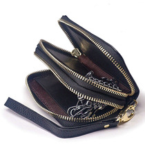 Junge new cowhide key bag double zipper Large Capacity Change Card car key storage hand holding men and women