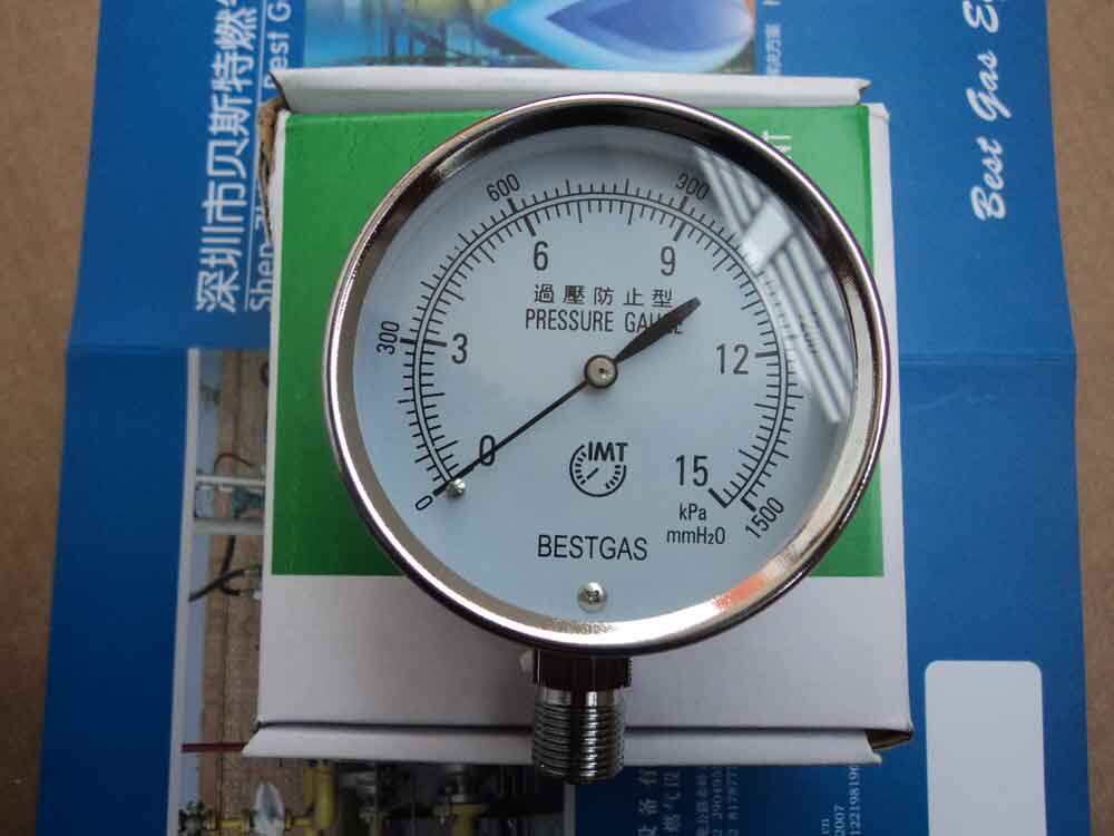 Taiwan IMT15KPA micro pressure gauge 1500mmwc micro pressure gauge 15 kPa radial pressure gauge
