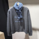 European station 2025 winter new style buttoned scarf loose round neck letter embroidery all wool two-piece sweater set for women
