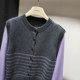 Fashionable temperament, age-reducing, lazy style, round neck, loose patchwork corduroy shirt, fake two-piece striped sweater, cardigan for women