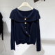 V-neck fashionable ruffled long-sleeved sweater women's design slimming cardigan top