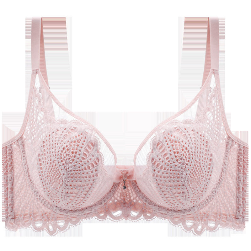 Queen Manny ultra-thin 0 2CM lace transparent bra with steel ring gathers girls underwear student sexy bra