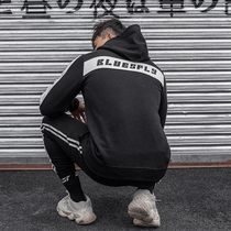 Autumn mens casual sportswear increased loose hooded new thin Tide brand overcoat winter long sleeve sweater coat