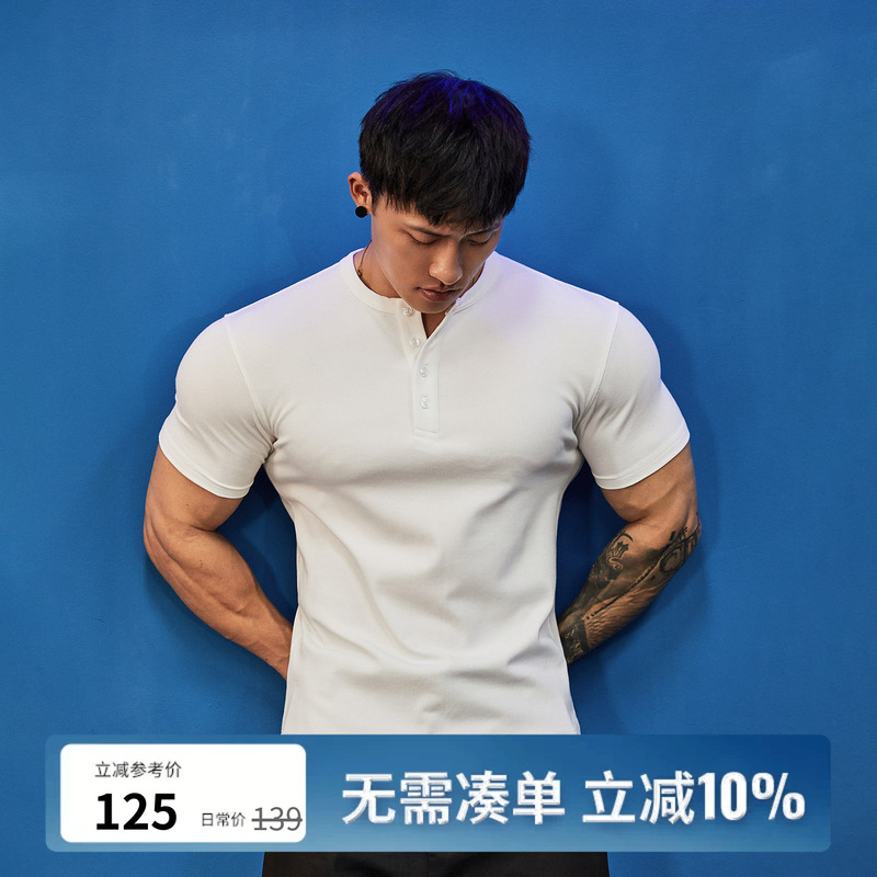 Bluesfly Old Money Style Henry Collar Short-Sleeved T-Shirt for Men, Fitness, Sports, Summer Casual Training, Slim Fit Muscle Top Bluesfly Old Money Style Henry Collar Short-Sleeved T-Shirt for Men, Fitness, Sports, Summer Casual Training, Slim Fit Muscle Top