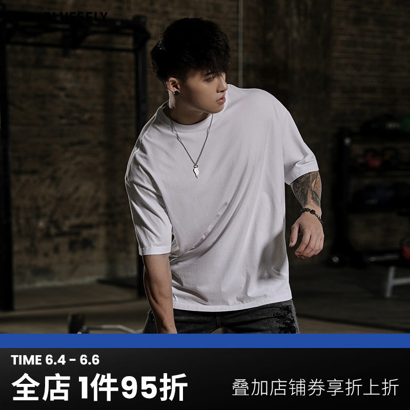 BLUESFLY summer pure cotton quality running sports fitness short sleeve men's casual breathable loose T-shirt training clothes