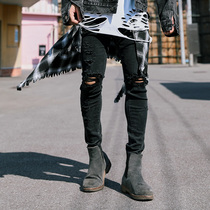 BLUESFLY original high-elasticity black sports jeans deep squatting casual sports long pants Chauffhanger tight pants