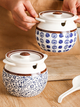 Lard tank ceramic high temperature resistant oil spicy oil tank chili oil tank with lid household large capacity seasoning salt tank