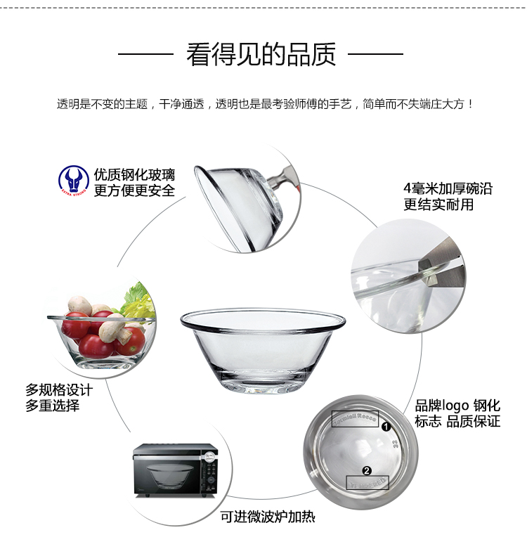 (免運)意大利進口鋼化透明玻璃碗 大號沙拉碗 創意水果碗 微波爐甜品碗
