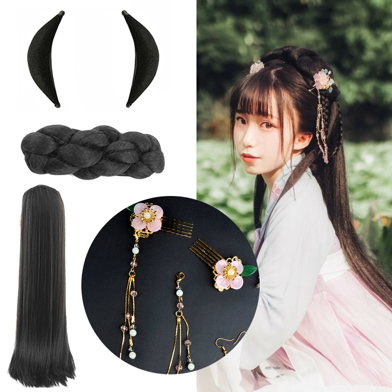 Ancient Clothing Hair Accessories New Flowers one thousand Bone Styling Hair Wrap Head Accessories Black Horn Bag High Temperature Silk Goody Windy Hair