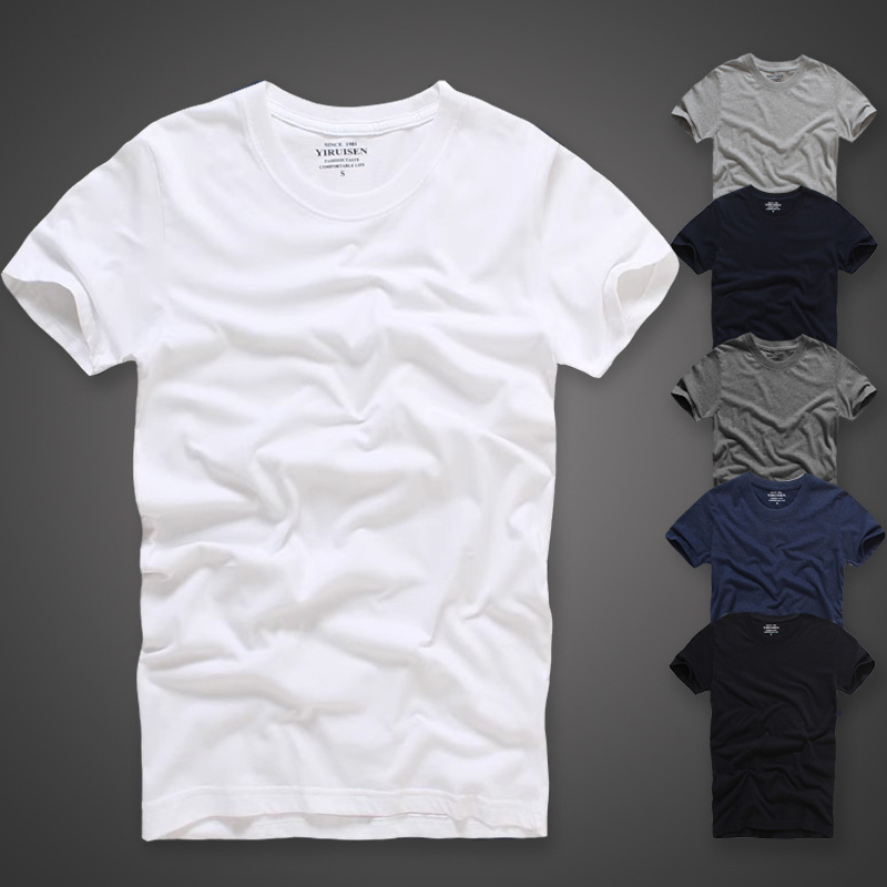 Beckham Style Solid Color Short-Sleeve T-Shirt for Men, Summer Crew Neck Base Shirt, Pure Cotton Trendy Solid Color T-Shirt