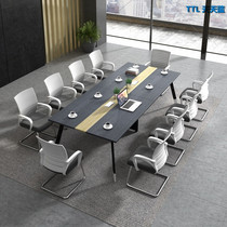 Hangzhou Office Furniture Brief Modern Eight Meeting Table Training Combined Strip Table Big Negotiation Table Manufacturer Direct Sales