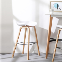  Modern solid wood Nordic designer bar chair large seat board household commercial bar chair high stool bed and breakfast collocation