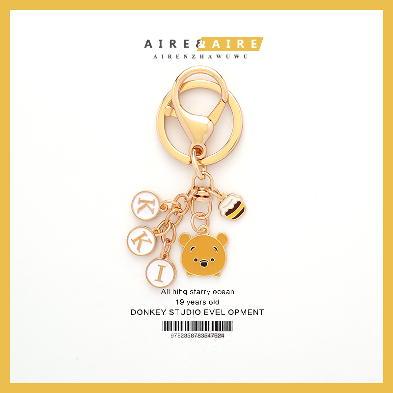 Ins Cute Winnie the Pooh and Piglet AirPods Pendant USB Flash Drive Charm Bag Keychain Couple Accessories