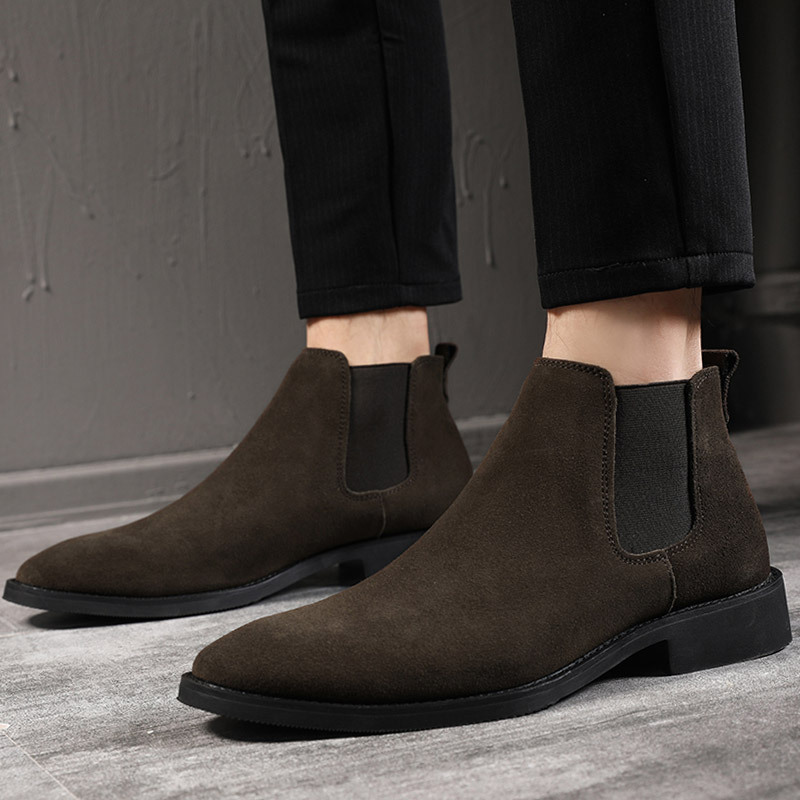 Chelsea Boots Men's Genuine Leather Suede Men's Shoes 2026 New High-Top Versatile British Style Matte Casual Men's Leather Shoes