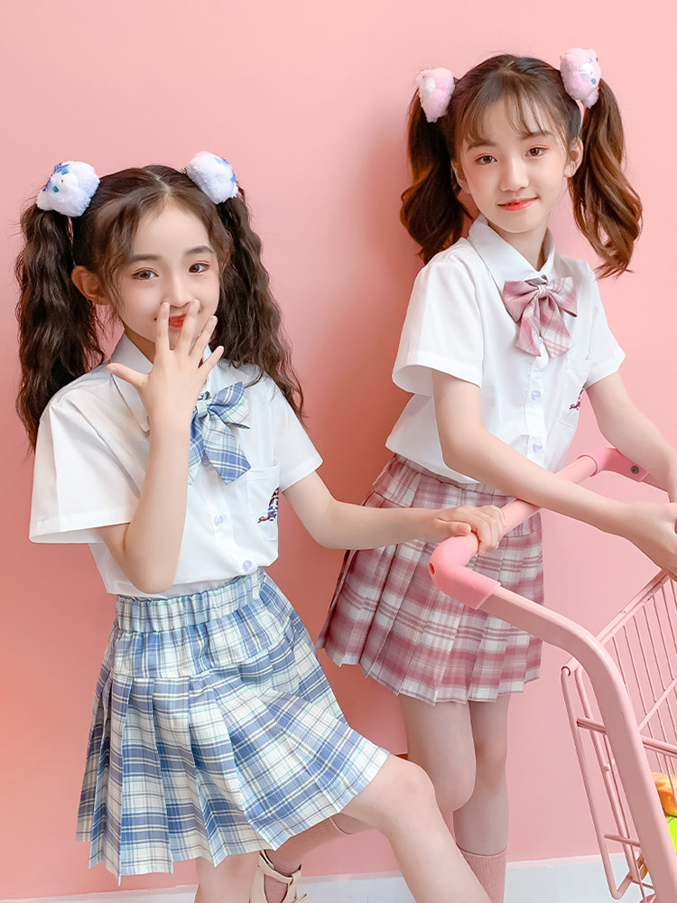 Girls jk uniform genuine suit summer dress 2021 new children's summer primary school student college style short sleeve pleated skirt