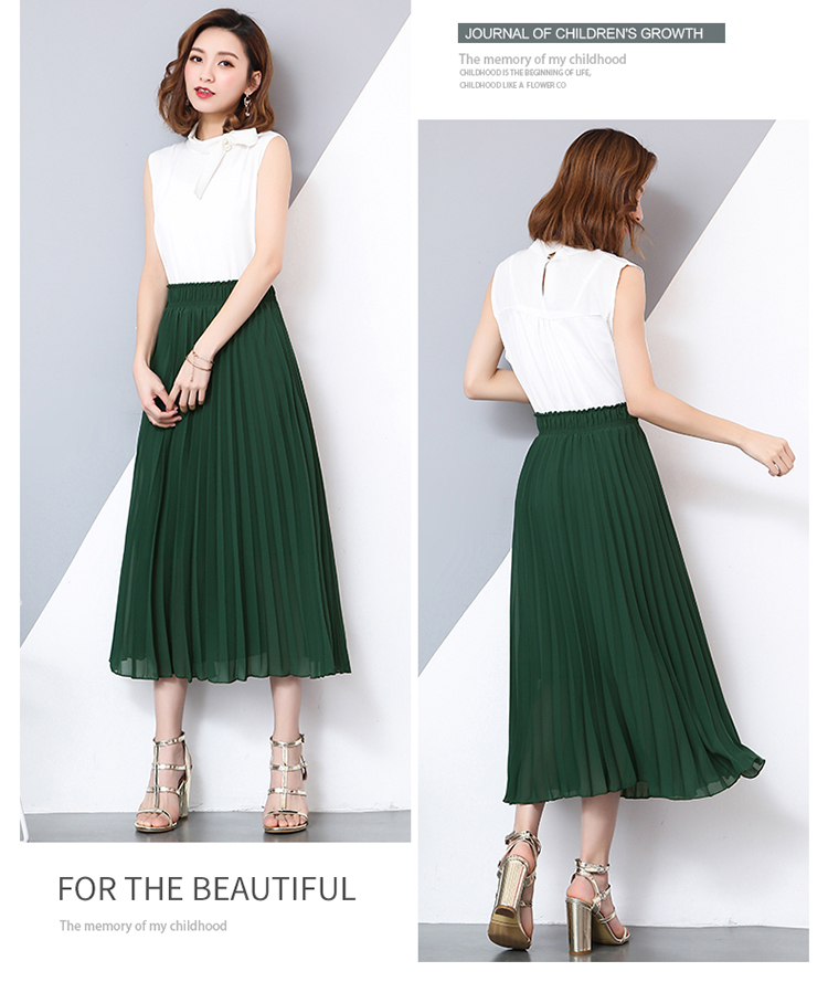 2019 váy voan mới nữ mùa hè đầm cao eo phổ biến xếp li váy pettiskirt một từ đáy váy - Váy chân váy kẻ caro