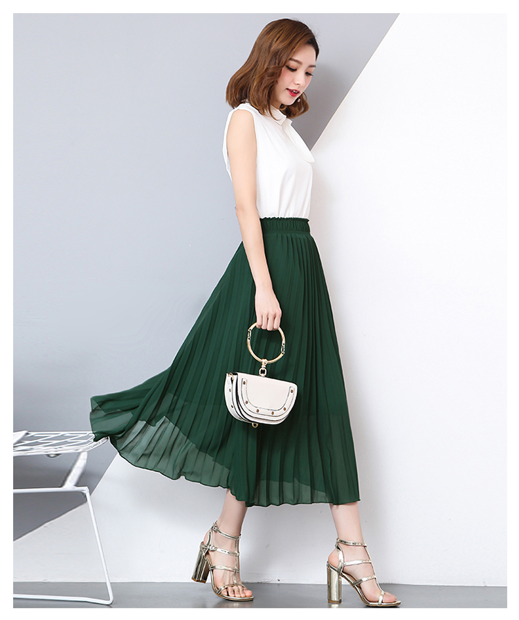 2019 váy voan mới nữ mùa hè đầm cao eo phổ biến xếp li váy pettiskirt một từ đáy váy - Váy chân váy kẻ caro
