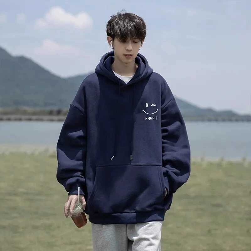 Heavyweight 100% Pure Cotton American-Style Hong Kong and Japanese-Style Hooded Sweatshirt for Men, Autumn and Winter Trendy Brand, Loose Fit, Fleece-Lined and Thickened Jacket