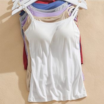 Summer all-in-one camisole ມີ pads ເຕົ້ານົມ, underwear ຂອງແມ່ຍິງ, ບໍ່ມີ bra ມີສາຍ, ຊັ້ນໃນສັ້ນ, base layer top