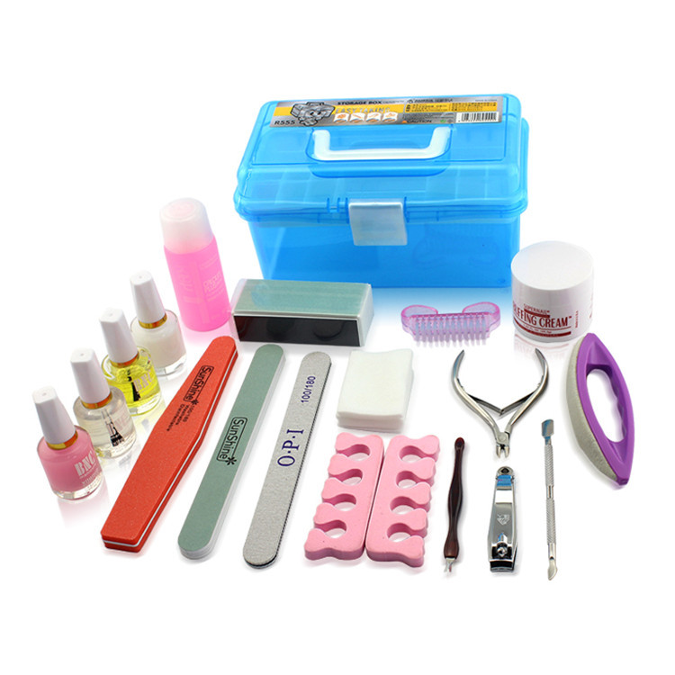 美甲工具套装 指甲修剪基础用品 修甲护甲油套装工具箱打磨 20件