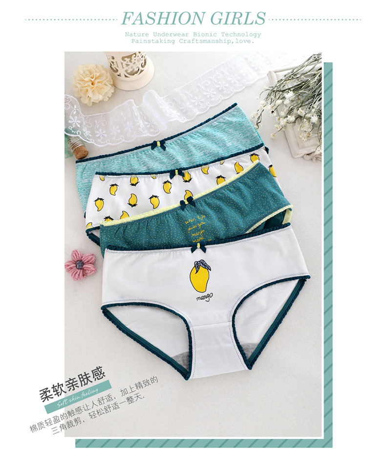 5 phụ nữ đồ lót cotton hoạt hình thoải mái sinh viên dễ thương bông đồ lót phụ nữ tam giác hộp quà tặng đồ lót quần lọt khe