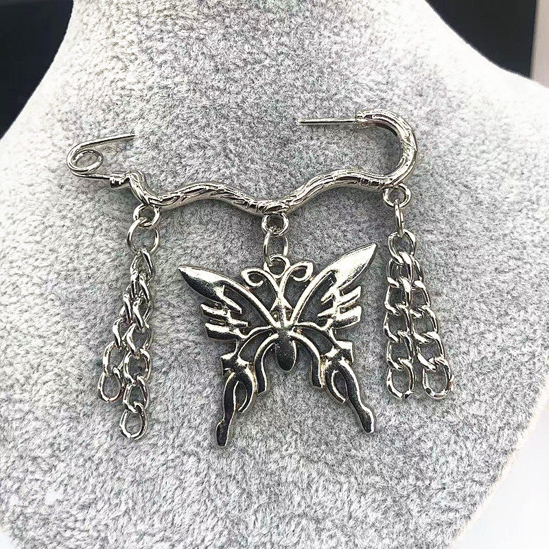 Trendy and Fashionable Versatile Accessory Butterfly Brooch for Men and Women ins Chain Brooch for Bags, Clothes, Shoes Decoration Pin Accessory