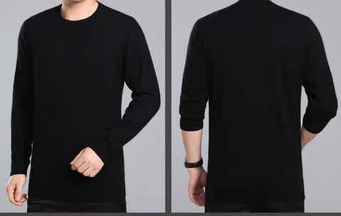 Áo len cashmere nam dày cổ tròn Áo len trung niên nam V-cổ rắn màu áo len nam áo len cao cổ cỡ lớn áo thun dài tay nam