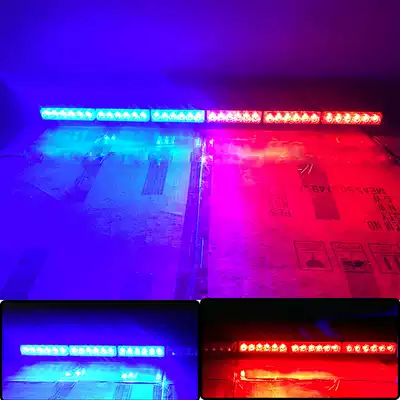 Car LED flash light opening road light engineering warning light red and blue strong magnetic ceiling light warning long row Bar Light 1224V