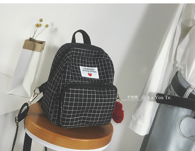 2019 mới vải kẻ sọc mini ba lô nữ nhỏ tươi giản dị ba lô hoang dã ins túi lửa - Ba lô ba lo mini