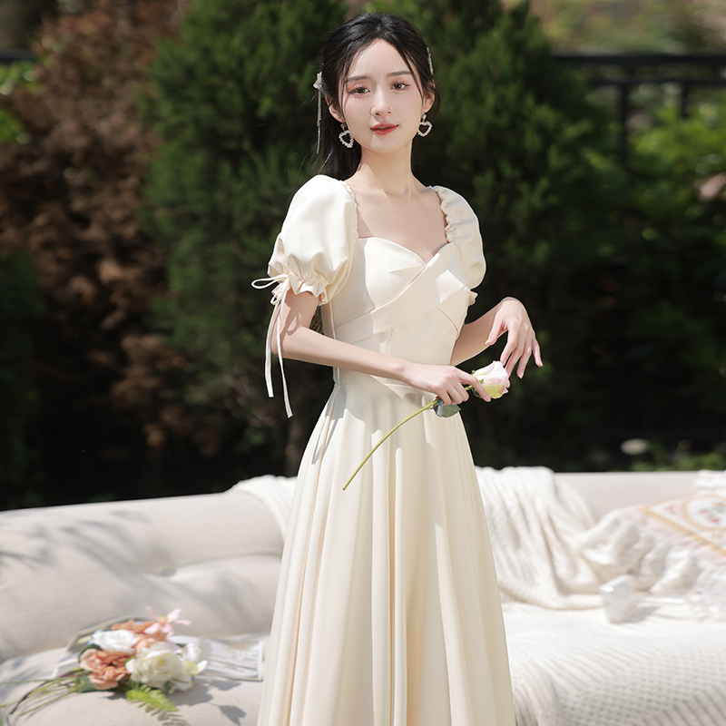  L+Long, champagne color, mid-length  