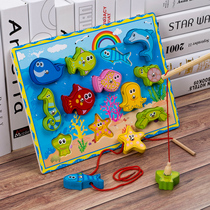 Childrens three-dimensional puzzle board 1234-year-old baby fishing toys for men and women children early education puzzle stringing beads building blocks