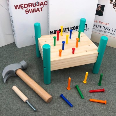 Montessori teaching aids Montessori early education puzzle knocking nails hammer piling table toy children's concentration training